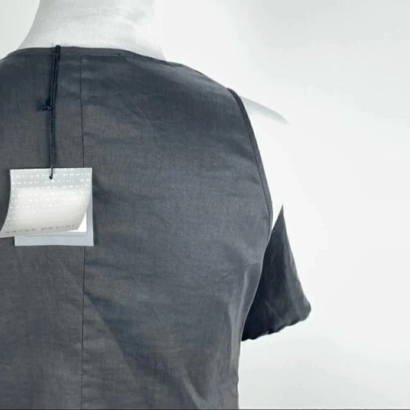 New Sarah Pacini dress 00 black 73% linen asymmetric wrap Minimalist avant-garde - Picture 8 of 13